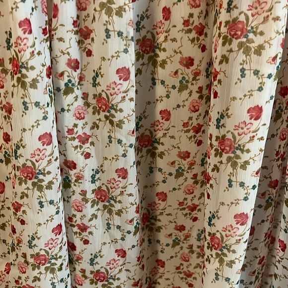 White Pink Floral Print Convertible Spaghetti Strap Shirring Ruffle Design XS-S - Picture 3 of 9